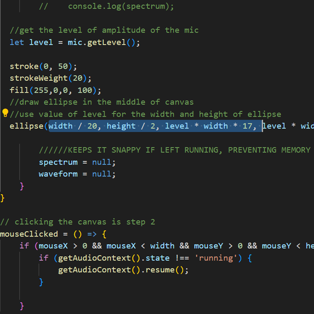 This is another screenshot of the circle code, for this one I adjusted the width.