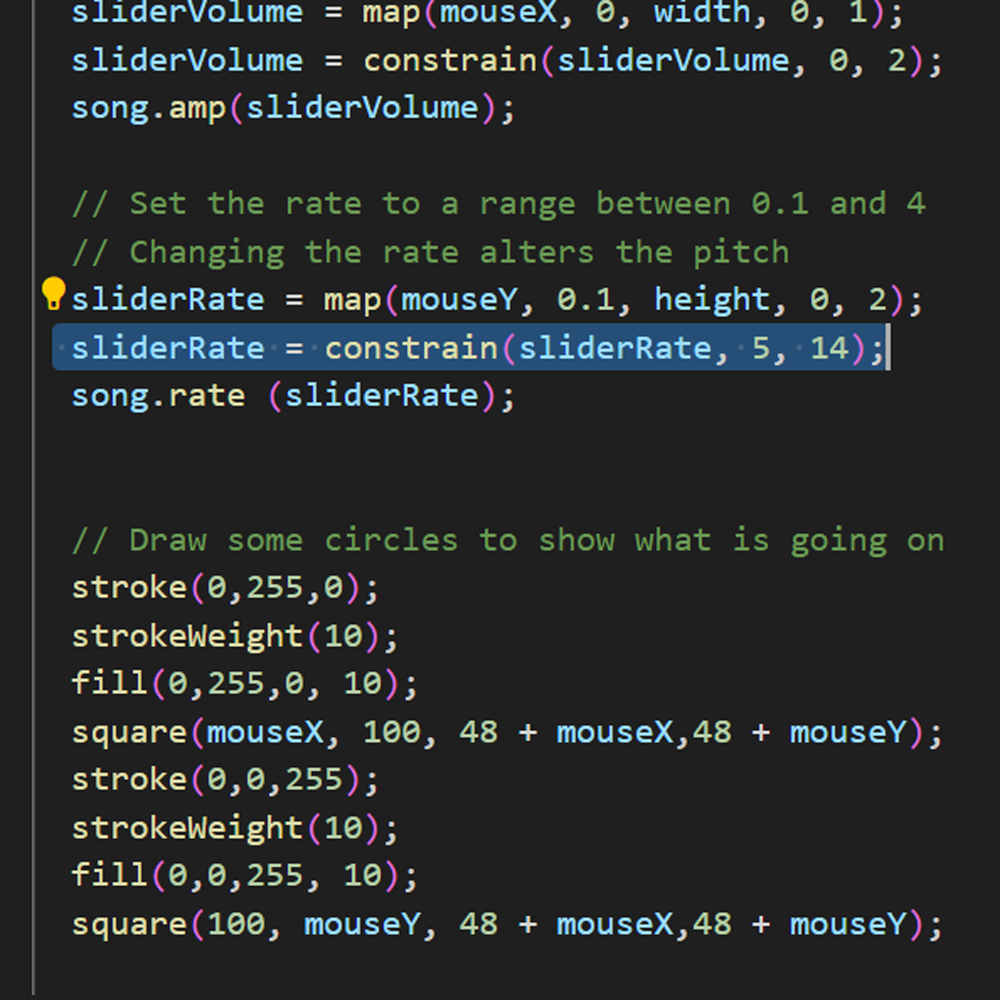 The adjusted code for the sliders.