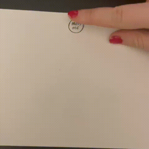 This was my attempt at creating something interactive with my circuit. I put a sheet of paper over the circuit and wrote a 'press me' button. 